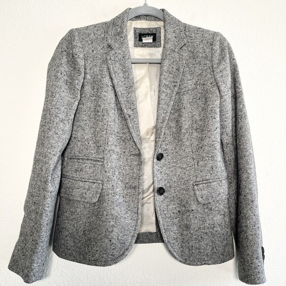 J. Crew Grey Schoolboy Donegal Tweed Blazer size 0 Jacket Style #29073 - Picture 6 of 10